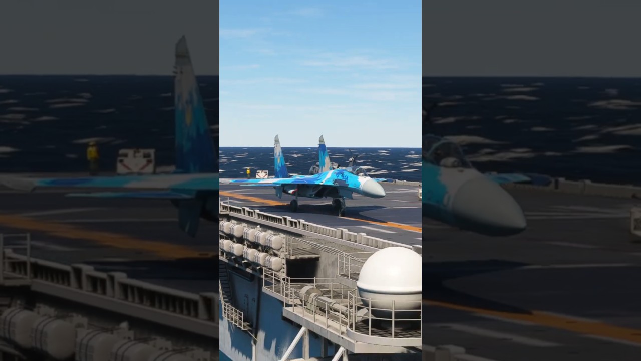 Blue Digit Power! Sukhoi Su-27 INSANE Takeoff from U.S. Aircraft Carrier! #automobile #aviation