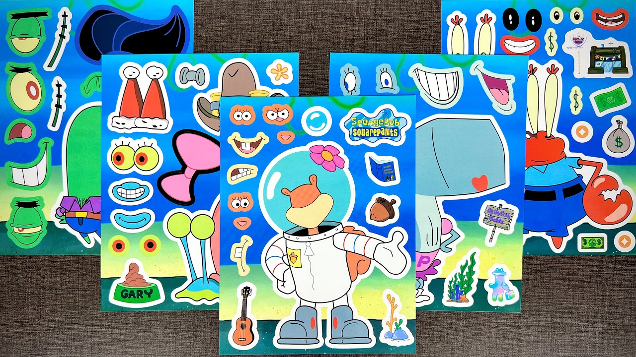 🍍Paper DIY🍍 SpongeBob SquarePants Sticker Activity Challenge | Fun with Patrick, Squidward & Sandy