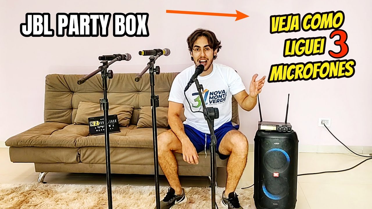 JBL PARTY BOX Testando com microfone, 3 MICROFONES, COMO LIGAR Será que da certo?