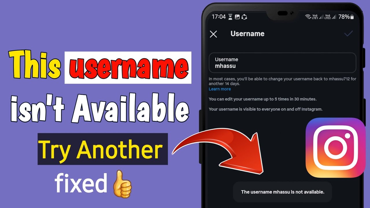 Instagram Username Not Available Problem Solve | Try Another Username Fix kre