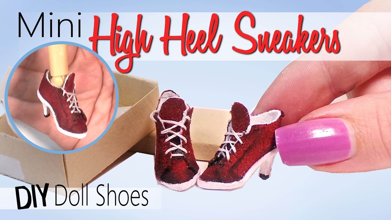 Doll/Barbie Shoe Tutorial; Miniature High Heel Sneakers // DIY Dolls/Dollhouse