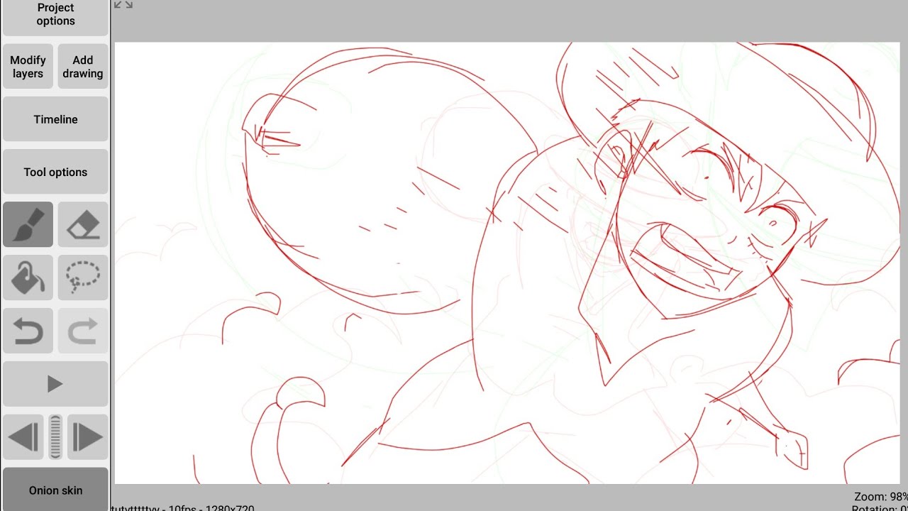 Luffy's Super Punch (Animation Process) Roughanimator