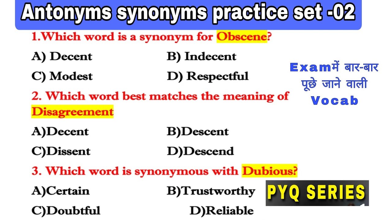 Exam में बार-बार पूछे गए Synonyms & Antonyms | 1 Video से पूरे Marks पक्के!