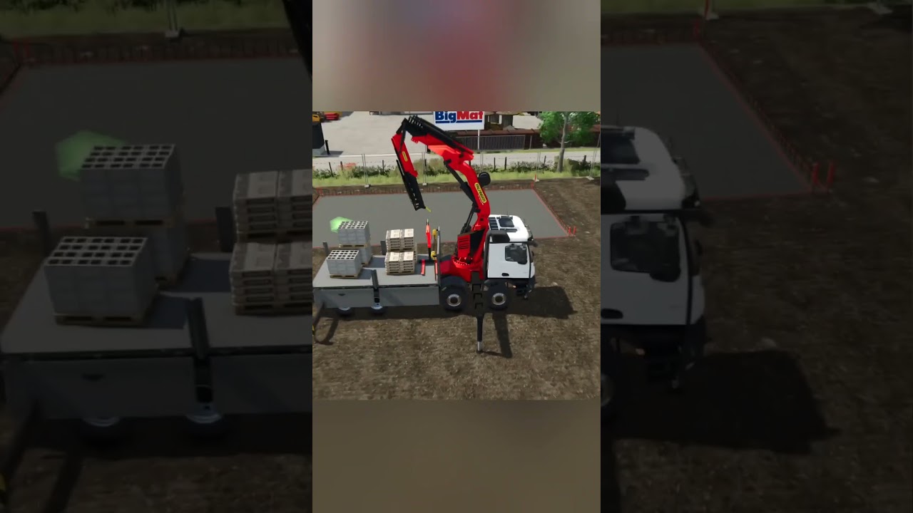 Transporting construction materials 🚛💪 Mercedes Arocs with Palfinger crane in action! #fs25  #ls25