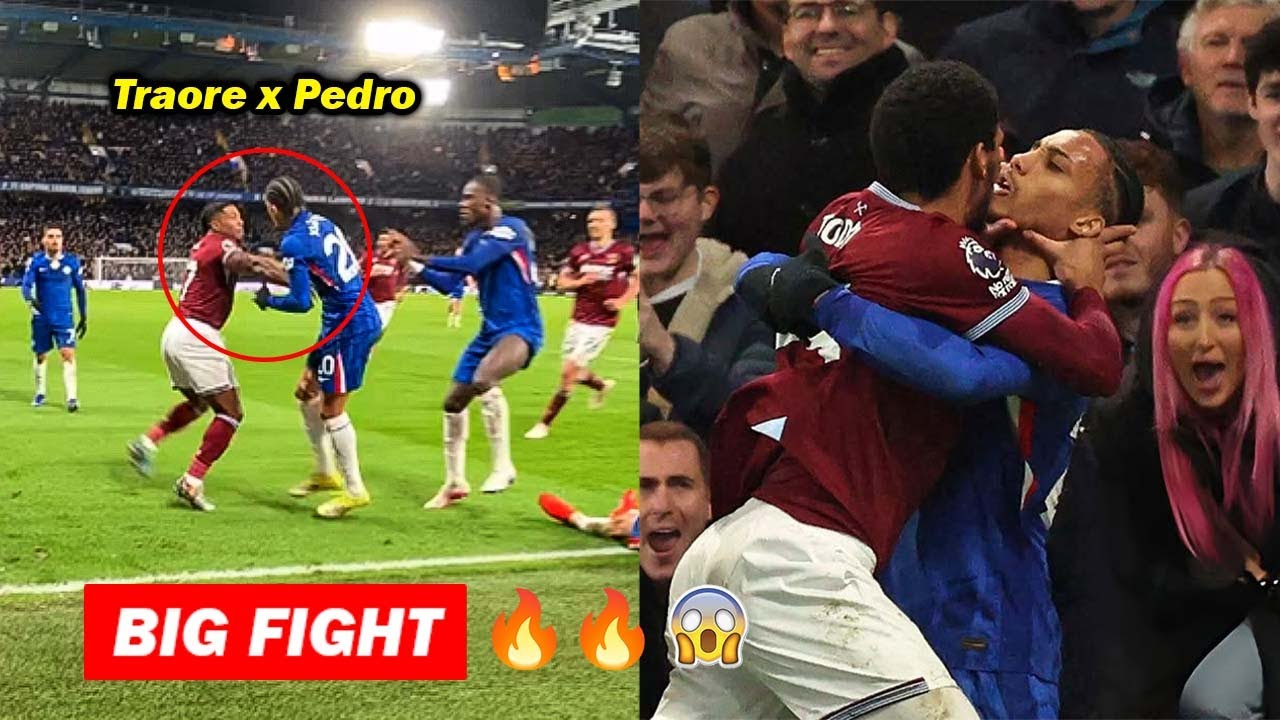 Adama Traore Fight with Cucurella and Joao Pedro During Chelsea vs West Ham