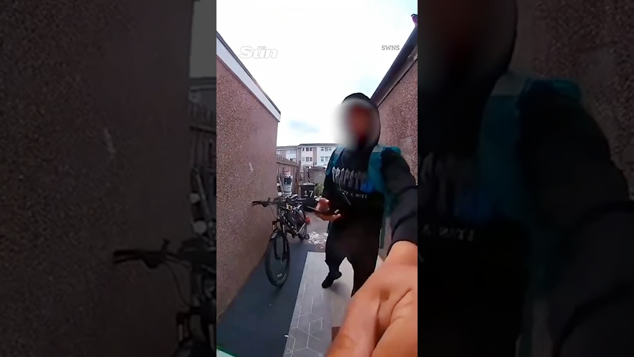 Shocking moment Deliveroo rider caught 'stealing customer's food'