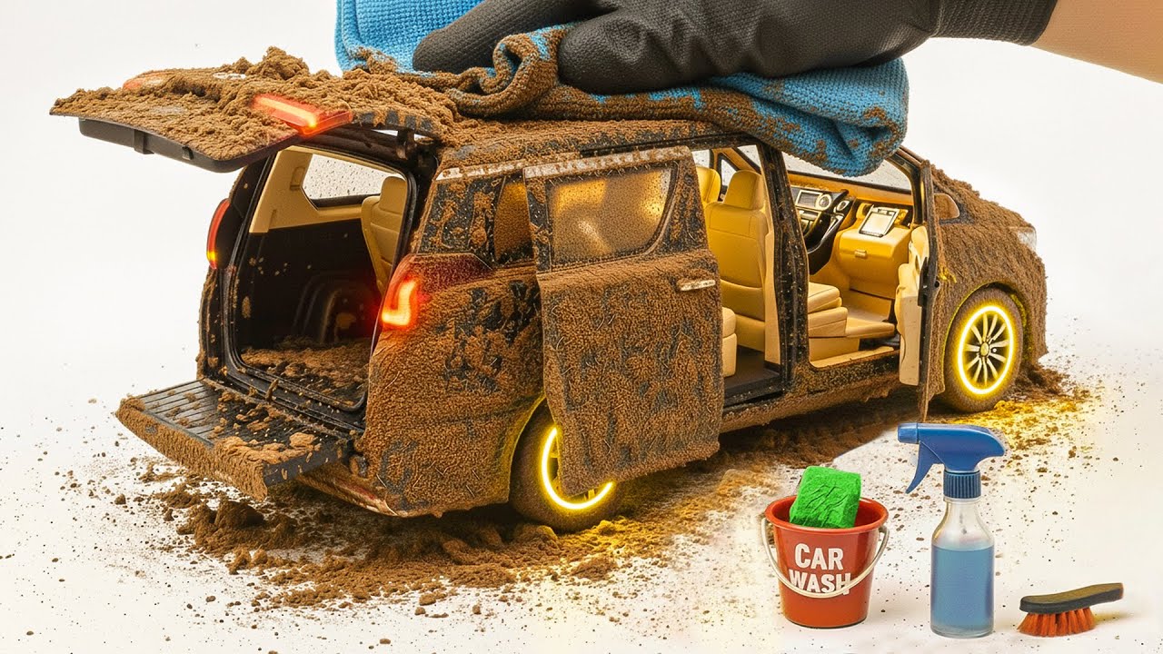 The surreal cleaning process of a 1:18 Toyota Alphard Jeep After an Extreme Off-Road Adventure 🔥