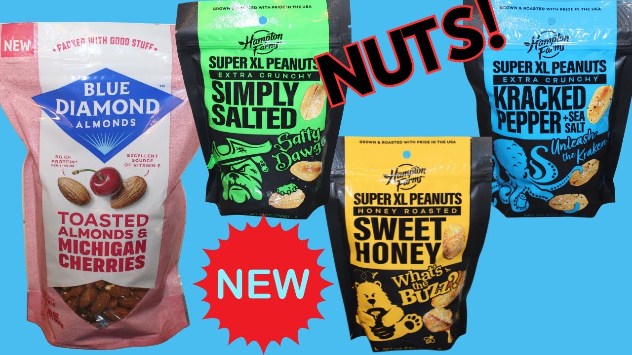 Blue Diamond Almonds & Cherries and Hampton Farms Peanuts: Salted, Honey, Salt & Pepper
