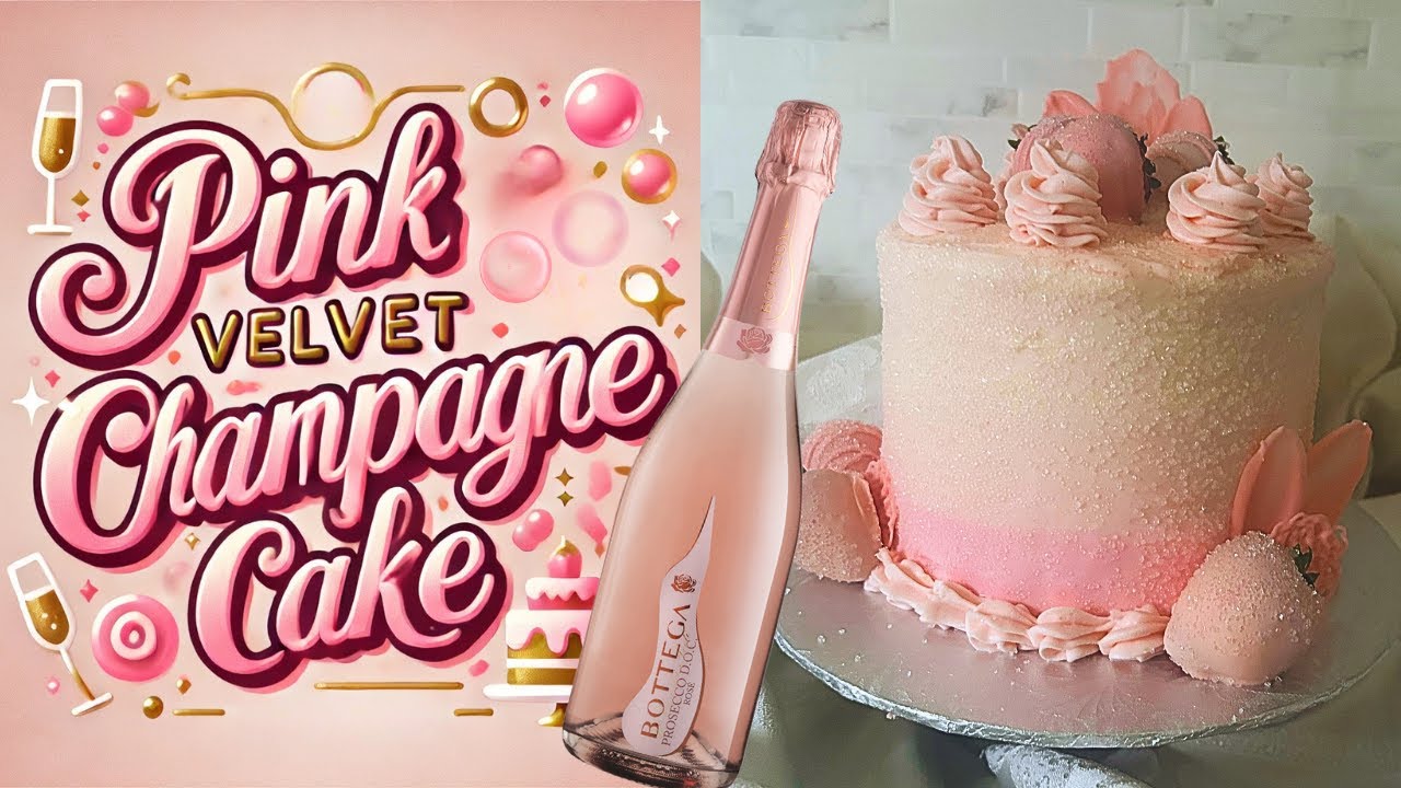 PINK VELVET Champagne Cake 🍾 New Year’s Eve Dessert with Perfect Cream Cheese Frosting 🎉