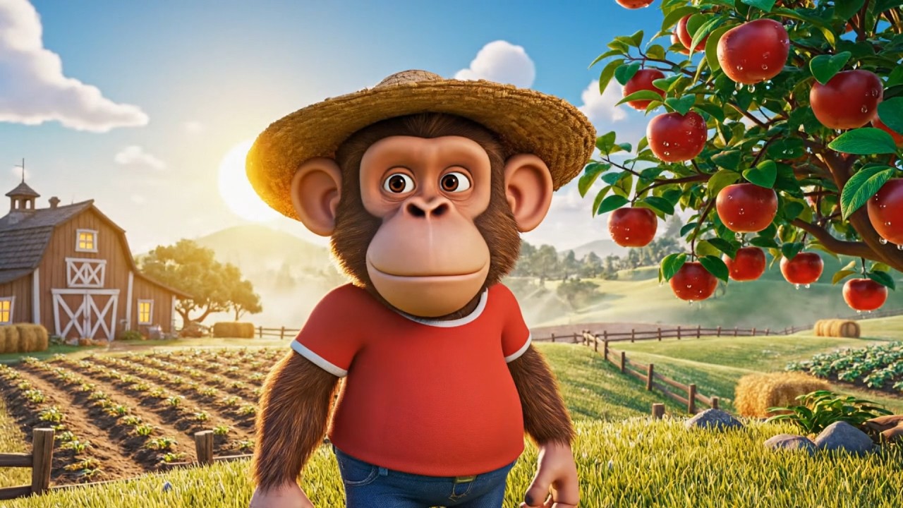 Farm Cartoon Monkey Farmer and Dog Drive Logging Tractor in Swamp | Funny Cartoon for Kids