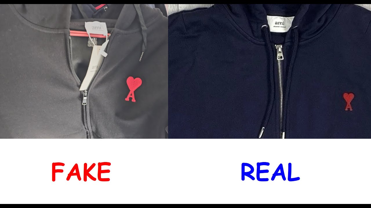 Ami Paris zip hoodie real vs fake. How to spot fake Ami Alexandre Mattiusi zip jackets and hoodies