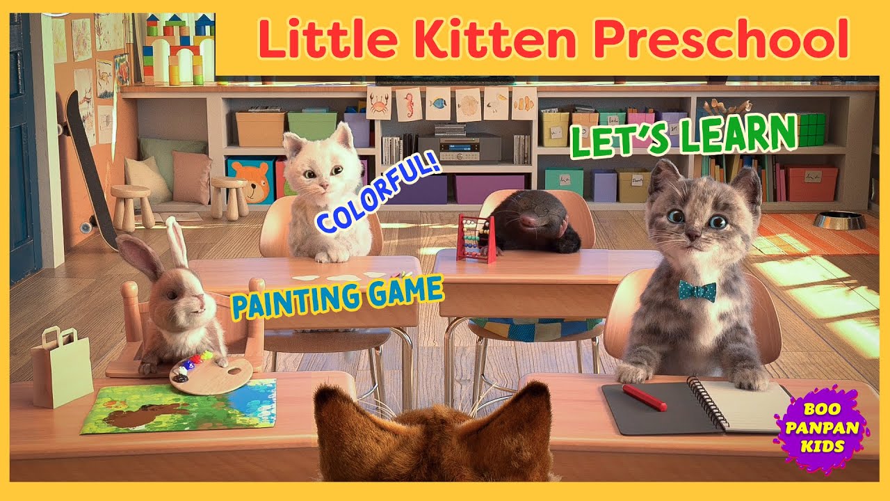 Little Kitten Preschool Ep.1 Color Drawing Paint Game |Boopanpan Kids