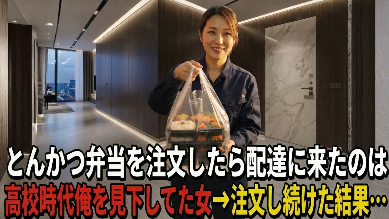 とんかつ弁当を頼んだら高校時代俺を見下してた大嫌いな金持ち令嬢が配達に来た。「お前が配達？令嬢なのに？」「…ほっといてよ」→俺がとんかつを注文し続けた結果…【感動する話】