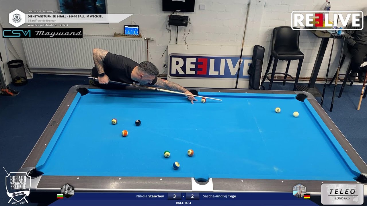Nikola Stanchev vs Sascha-Andrej Tege Tisch[4] 8-Ball Dienstagsturnier 17.02.26