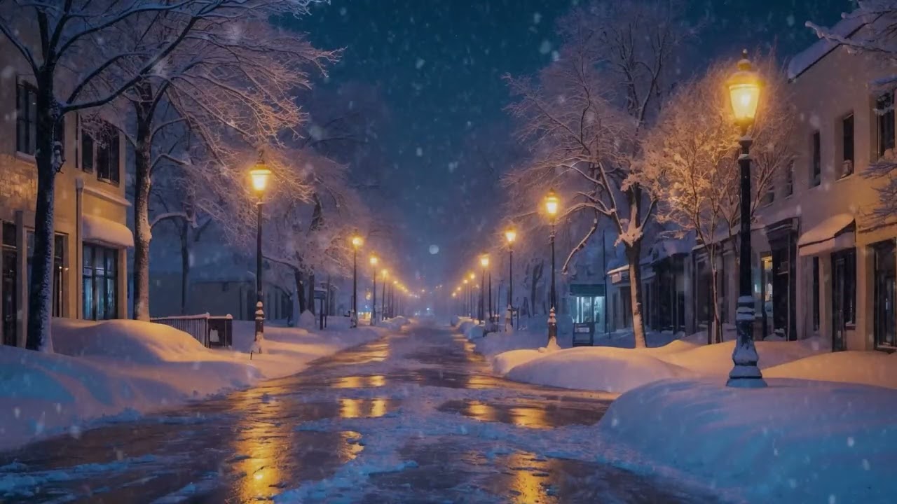 8 Hours of Perfect Winter Night Ambience | Falling Snow, Soft Wind & White Noise for Sleep