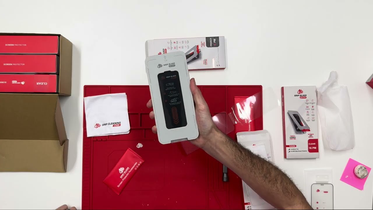 GRIP Ultra - Auto Install, Auto Clean, Dust Removal Tempered Glass!