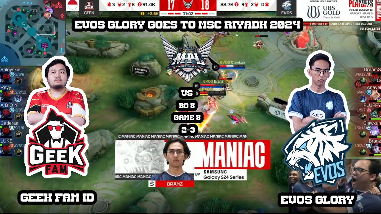 EVOS GLORY GOES TO MSC RIYADH 2024 | GEEK FAM VS EVOS GLORY GAME 5 BO 5 MPL ID SEASON 13