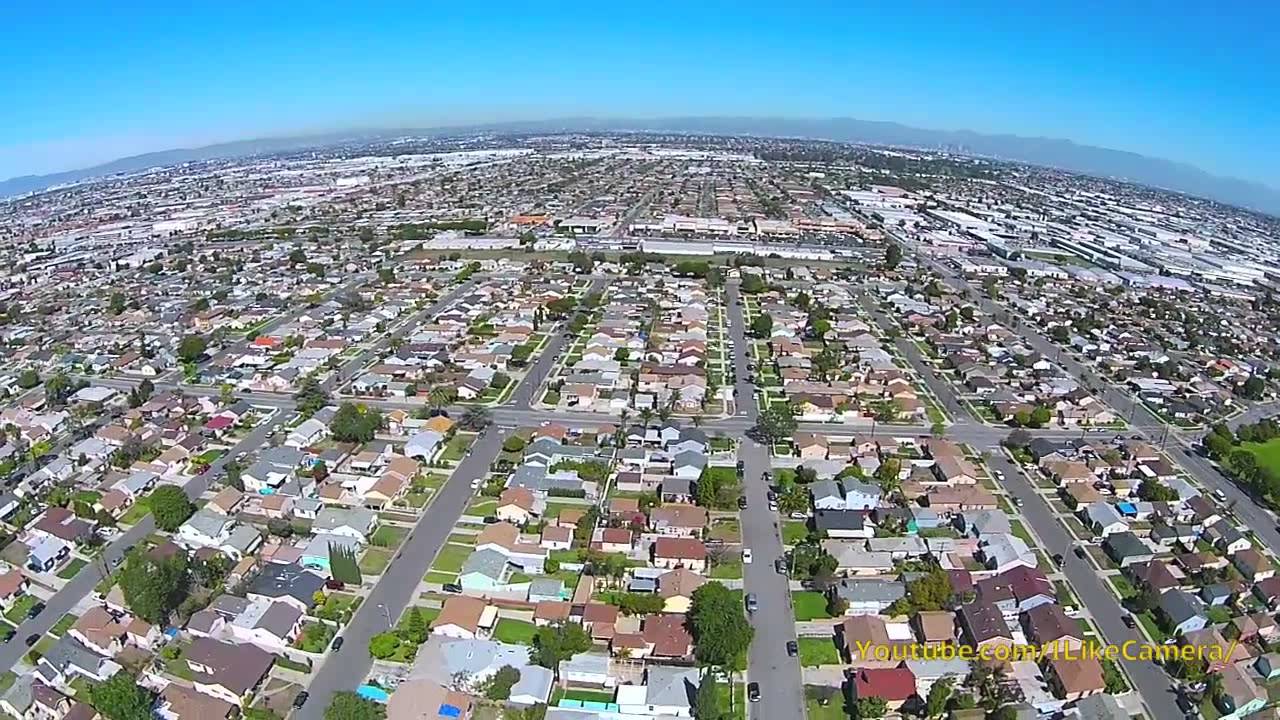 Los Angeles County, Gardena city - Nice View from Quadcopter DJI Phantom 2 Vision