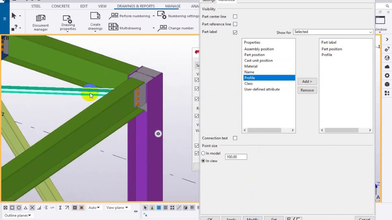 [Tekla Structures 2019] New part label options in model view