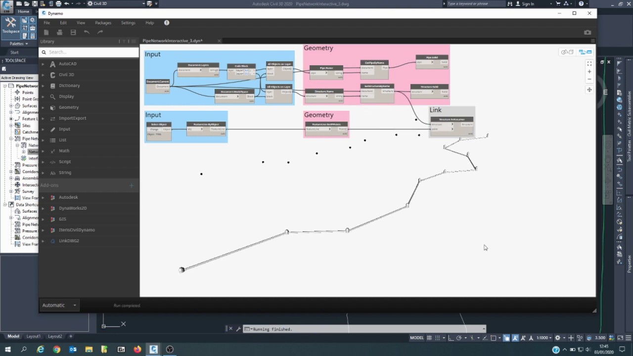 Dynamo for Civil 3D - Pipe Network Interactive