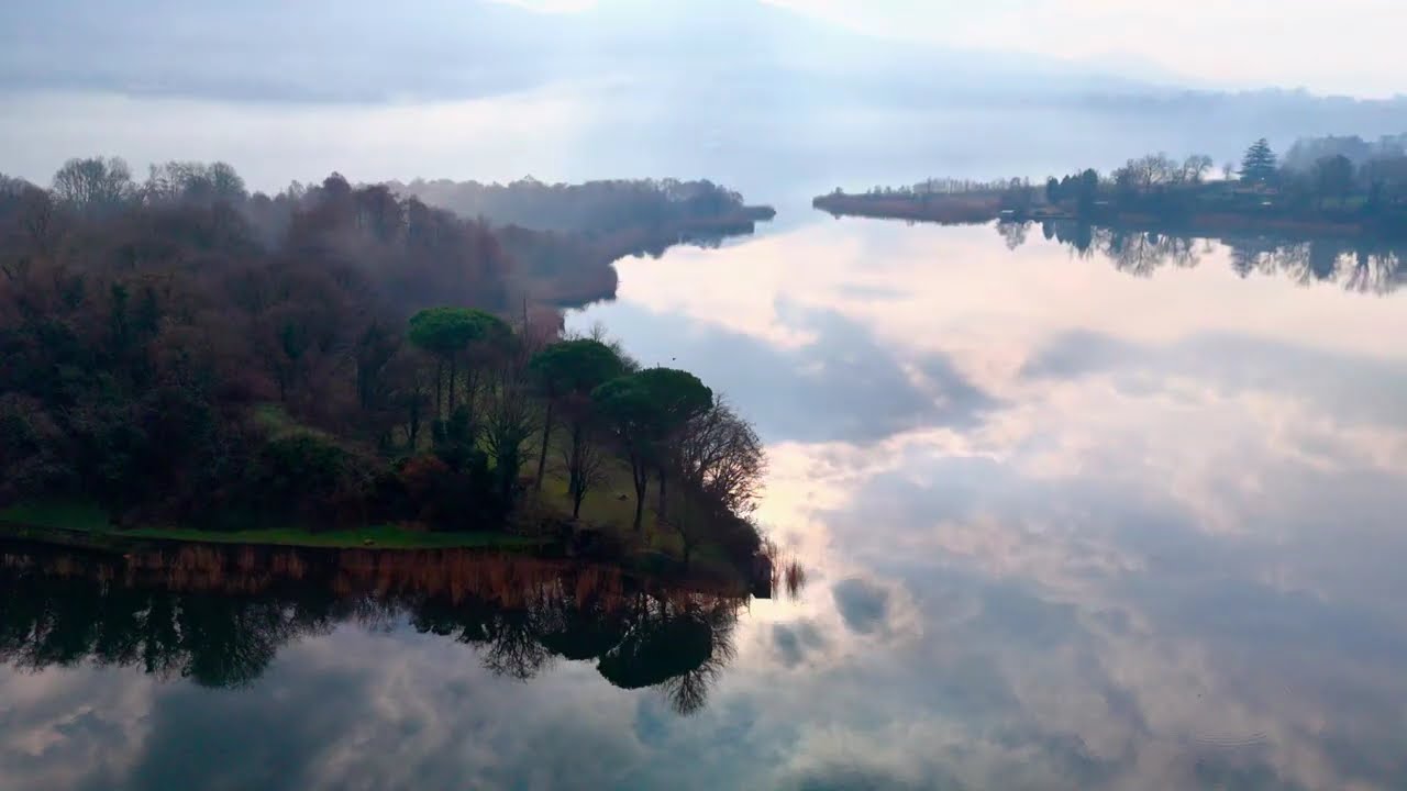 Lake of Annone 4K HDR Winter Morning | Calm Water Reflections & Dramatic Cloudy Sky