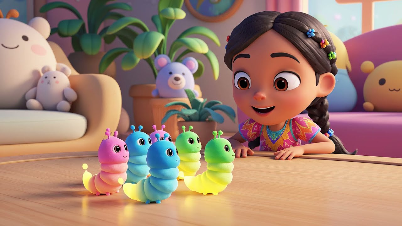 Cinco Pequeños Gusanos Luminosos de Juguete AV1 | Canciones Infantiles y Rimas para Niños