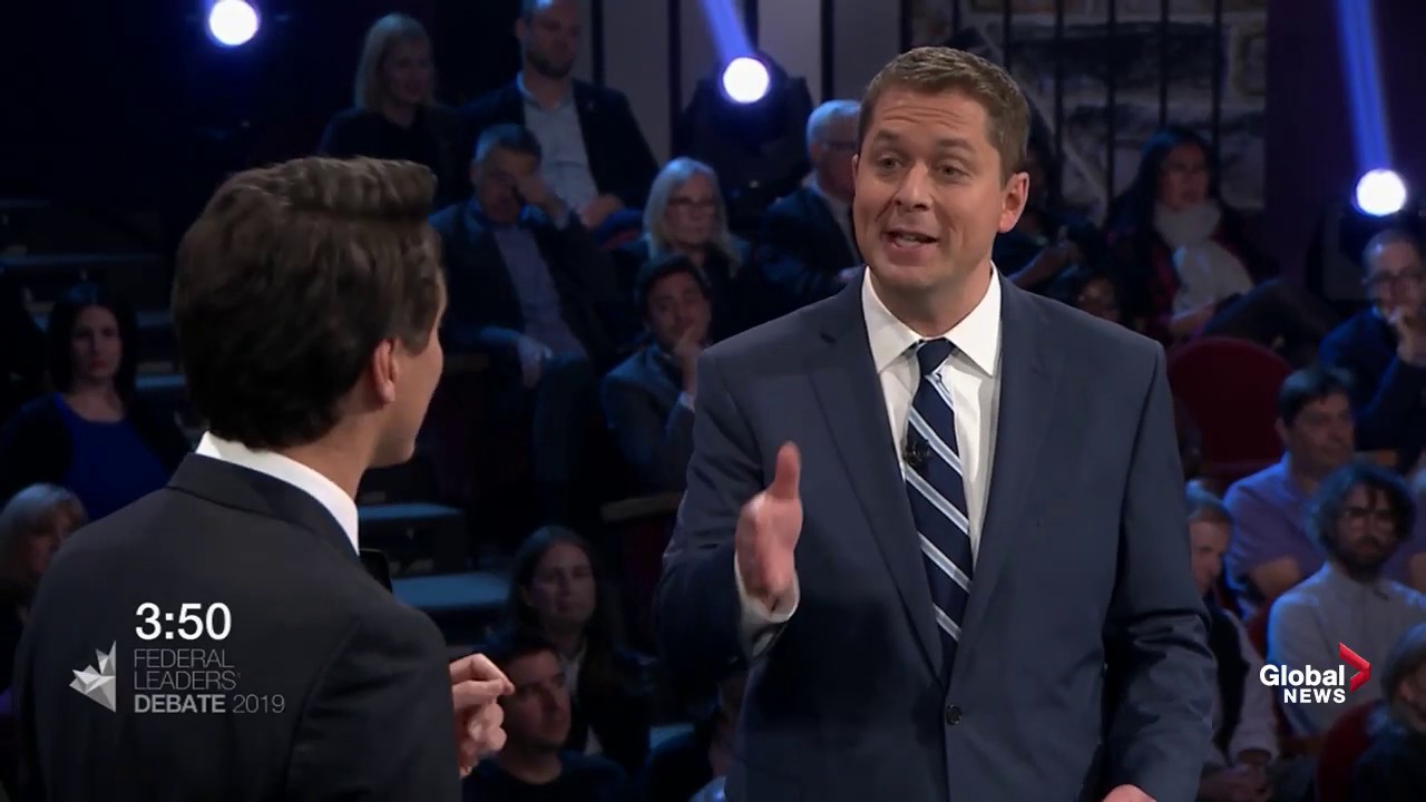 Leaders' Debate: Scheer presses Trudeau on SNC-Lavalin affair
