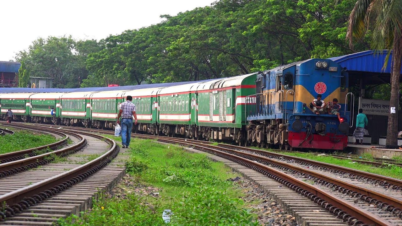(4K Ultra HD) Intercity Sundarban Express Train Leaving Dhaka Airport Railway Station