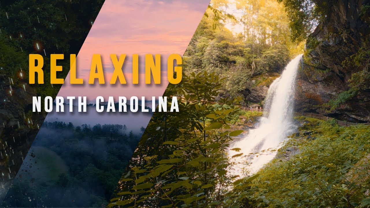 1 Hour of Peaceful North Carolina Waterfalls & Mountain Sunsets - Relaxing Nature Sounds + Music