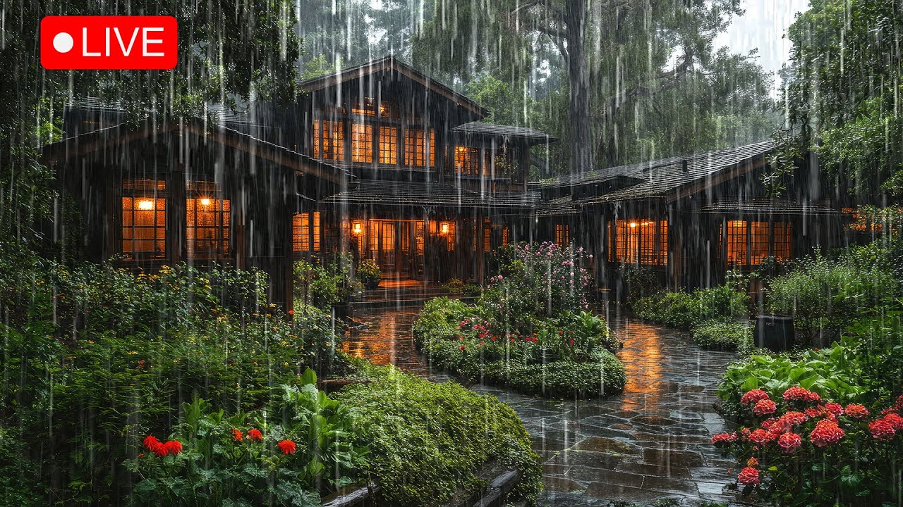 Enjoy The Rain Atmosphere of Beautiful Japanese Zen Garden 🌧️ Rain Sound for sleeping, study