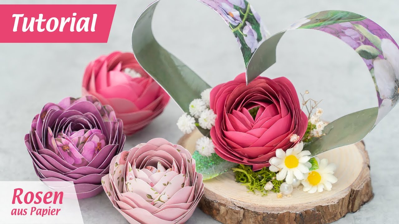 Rosen aus Papier basteln mit Klopapierrolle