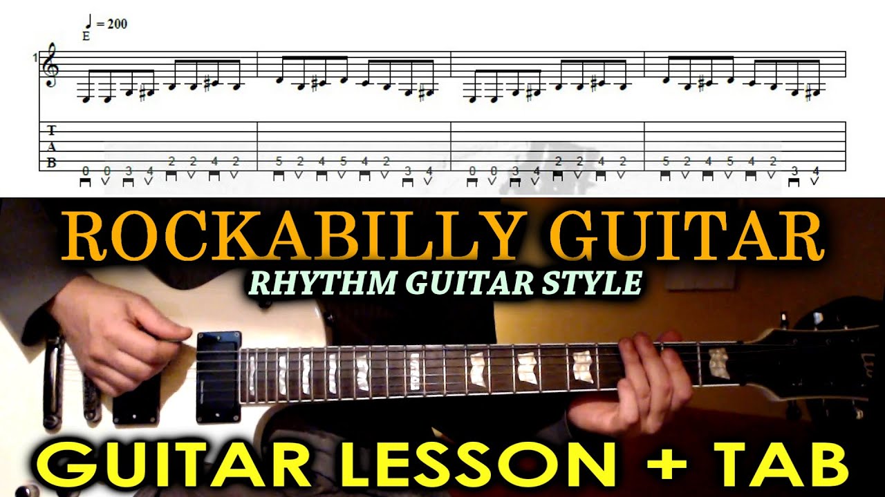 Rockabilly Rhythm GUITAR LESSON / TUTORIAL with TAB - How To Play ROCKABILLY GUITAR