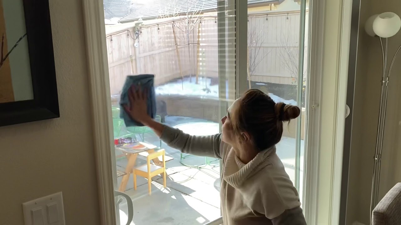 Best way to clean glass windows, glass patio door and glass shower inside and out.