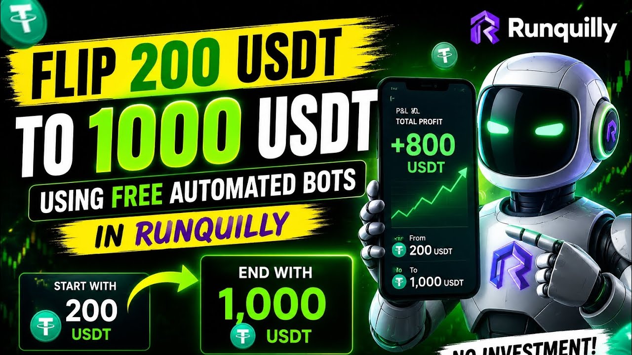 How I Flipped 200 USDT Into 1000 USDT Using FREE Trading Bots (Binance + Runquilly) #tradingbots 