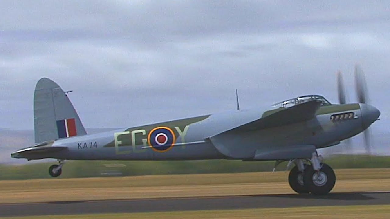 de Havilland Mosquito Flying With Three Jet Fighters