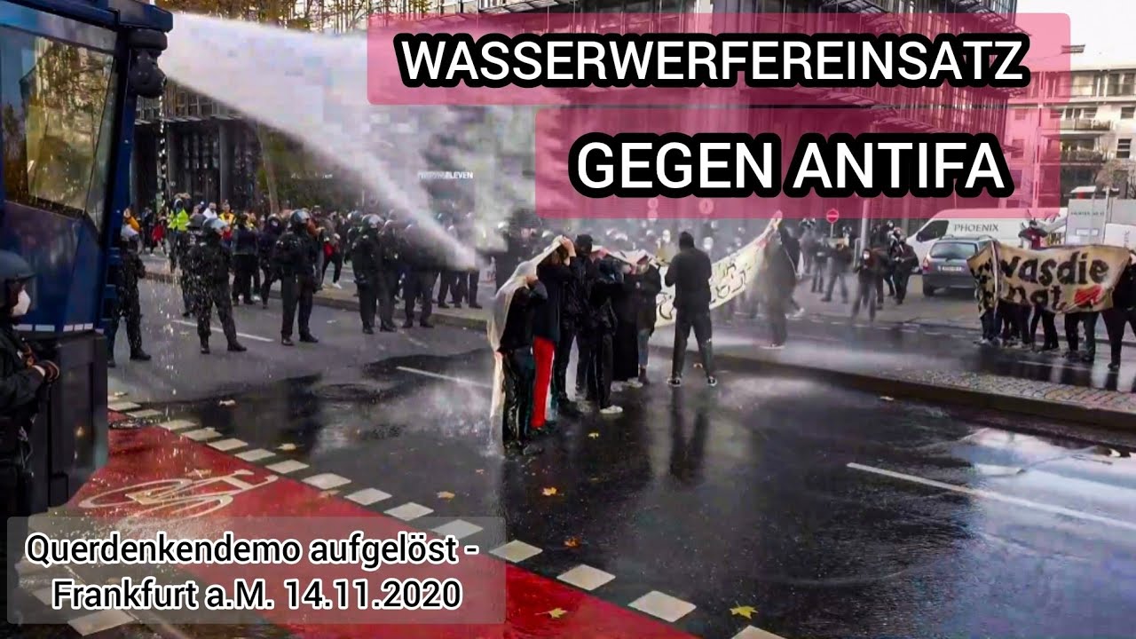 Wasserwerfereinsatz gegen Antifa - Querdenkendemo aufgelöst - Frankfurt a.M. 14.11.2020 