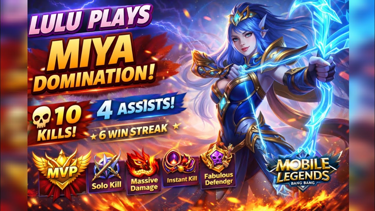 MVP+10 kills!! Miya highest hero damage with MVP and 10 kills+4 assists in a solo ranked match