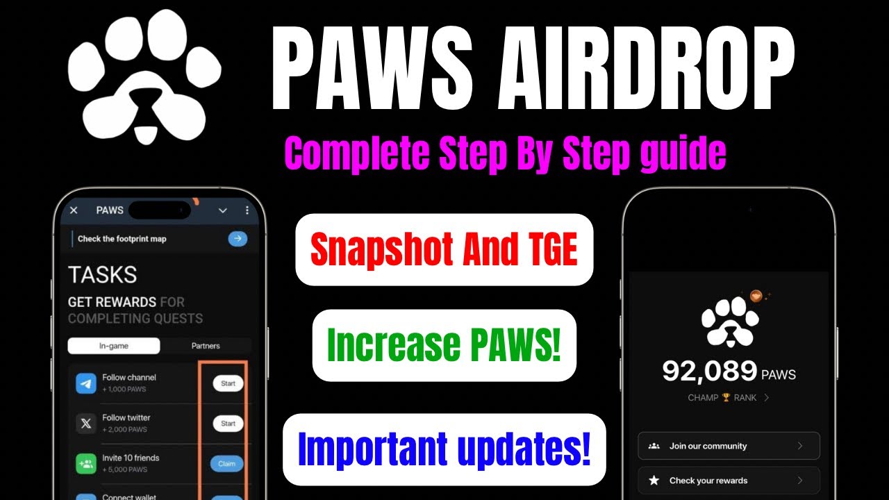 PAWS Airdrop TGE And Snapshot 🔥 | Complete Guide | Information