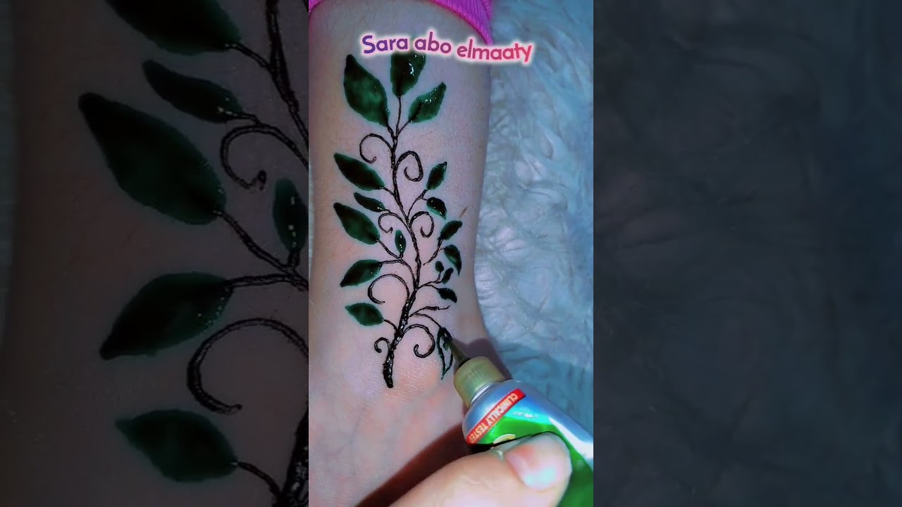 ازاي نرسم ونحدد فرع شجره باللون الاخضر 🌿 وتبقي برزه للعرايس علي الرجل ✨