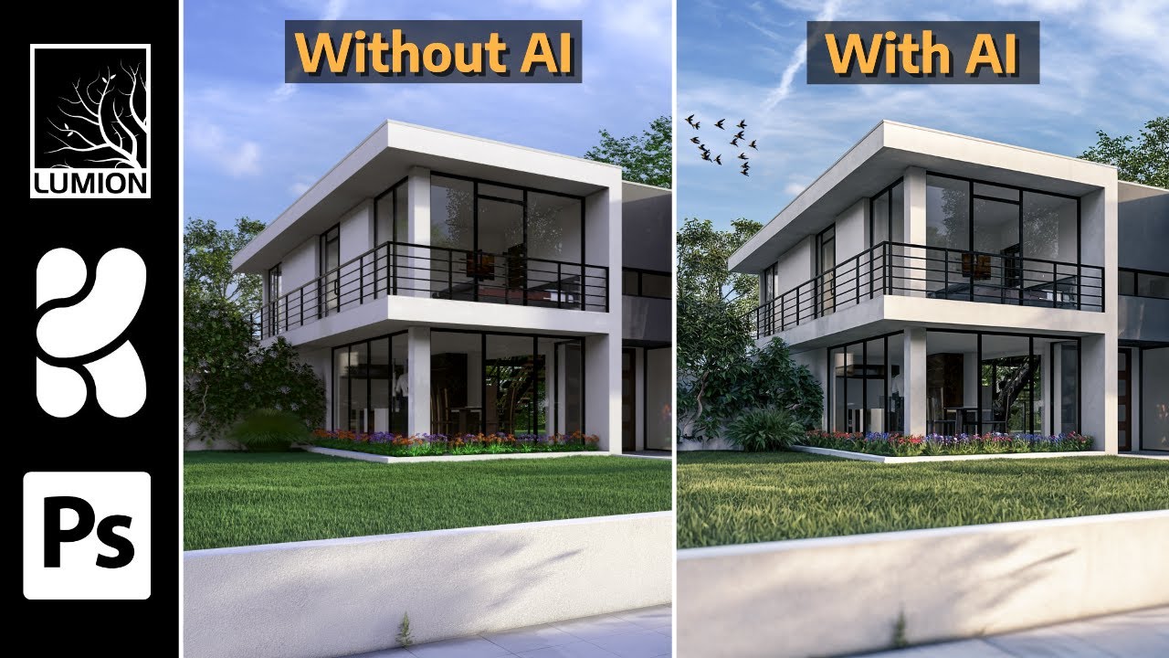 Lumion 2023 - Post Production with Photoshop and Kreai AI [Tutorial]