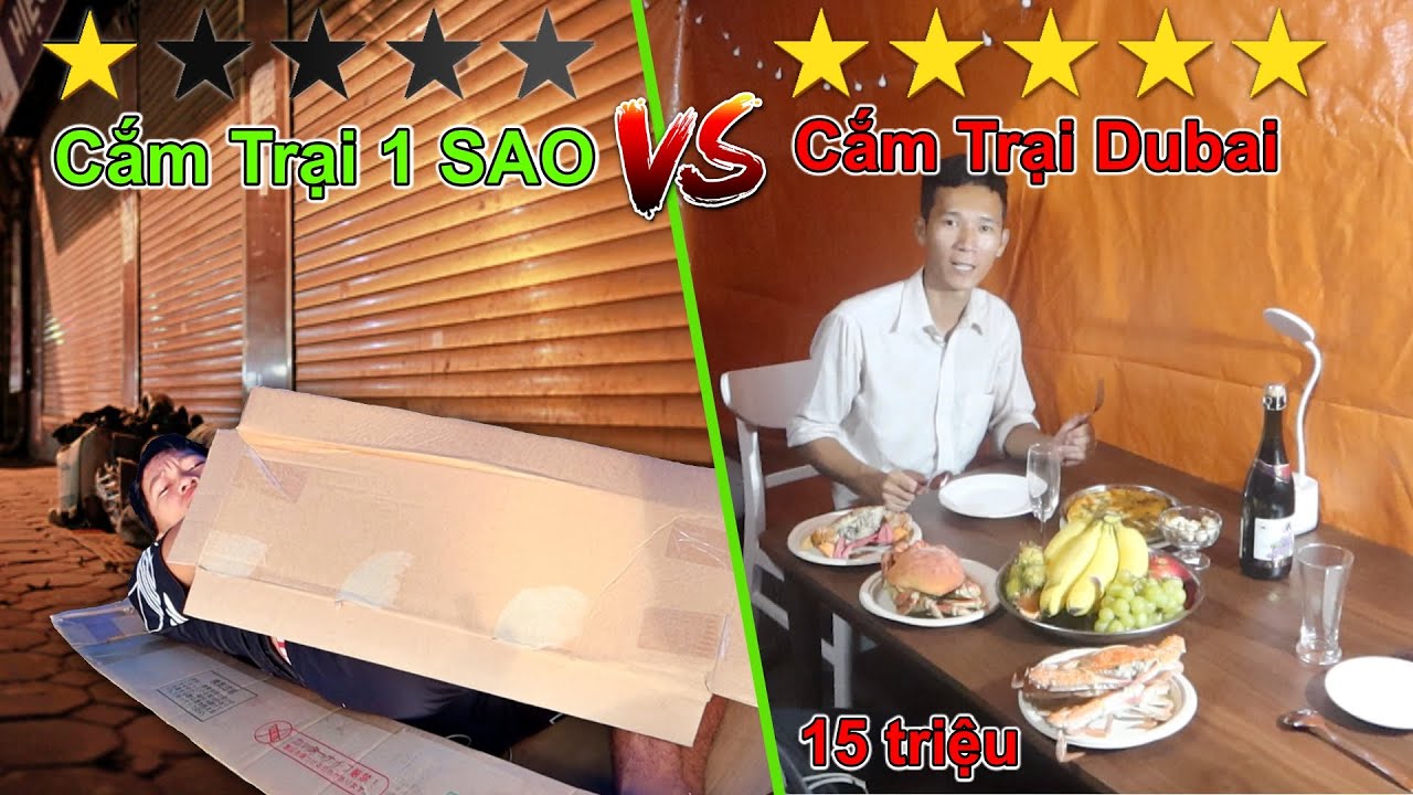 Thử Th&aacute;ch Cắm Trại Chỉ D&ugrave;ng Đồ Trong Si&ecirc;u Thị 1 Sao vs 5 Sao | Cắm Trại 1 Triệu vs Dubai 15 Triệu