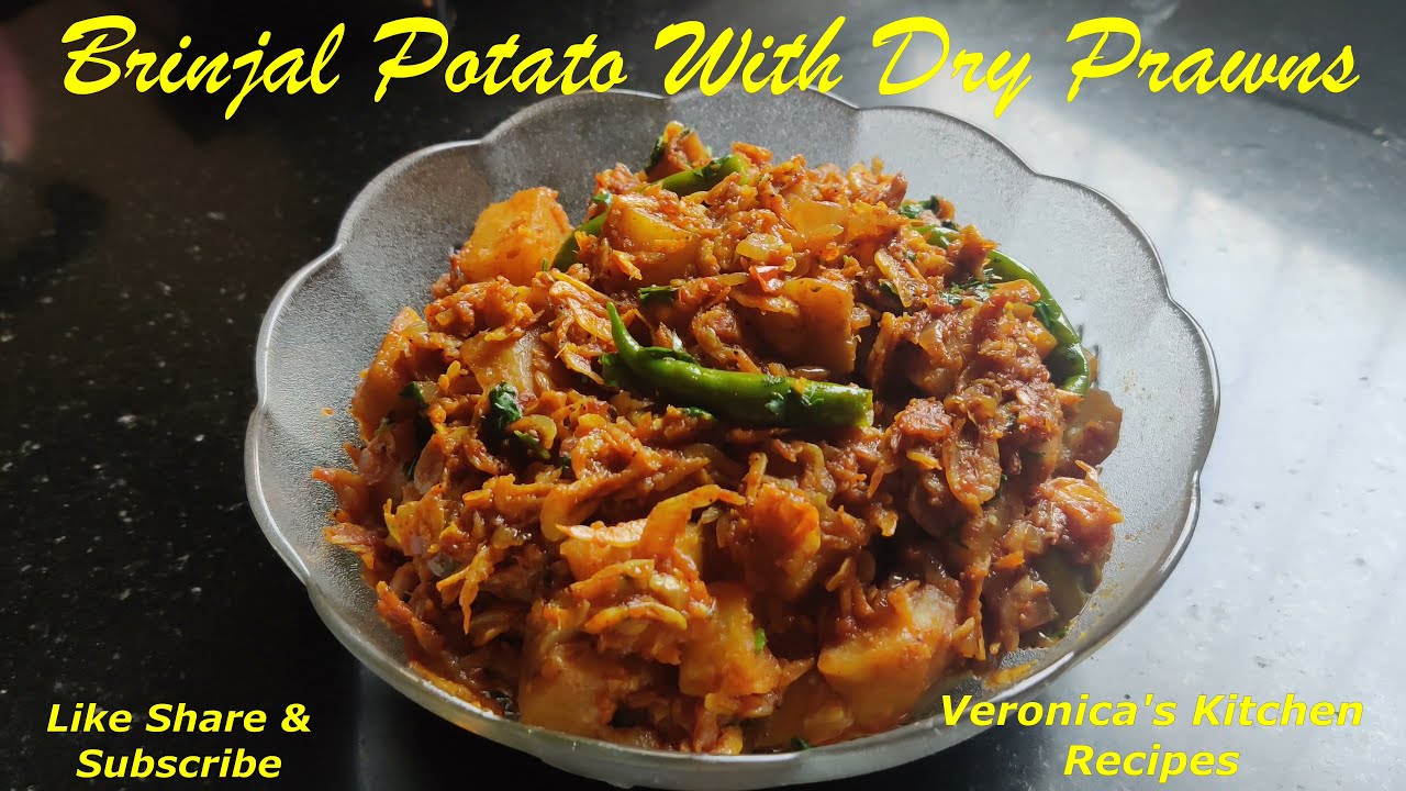 Dry Prawns with Brinjal and Potatoes