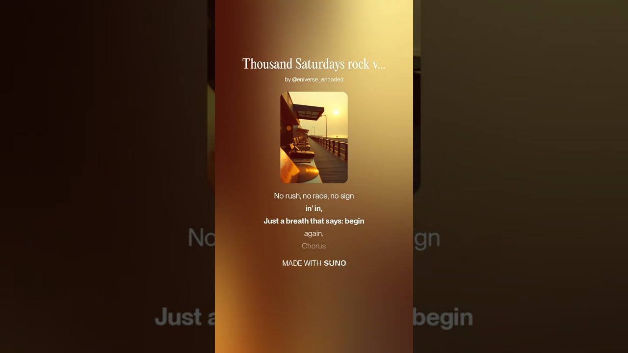 Thousand Saturdays - rock vibe - [Eniverse Encoded x Suno]