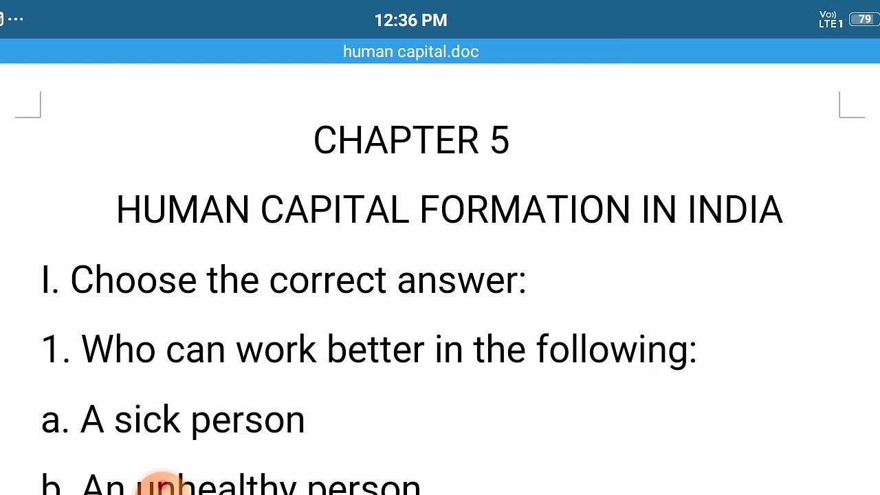 I PUC NCERT NOTES PART B- HUMAN CAPITAL FORMATION IN INDIA