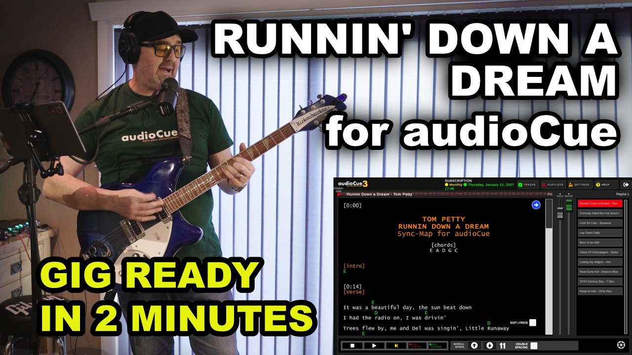 Tom Petty - Runnin' Down a Dream | Gig-Ready Backing Track & Lyrics (audioCue 3)