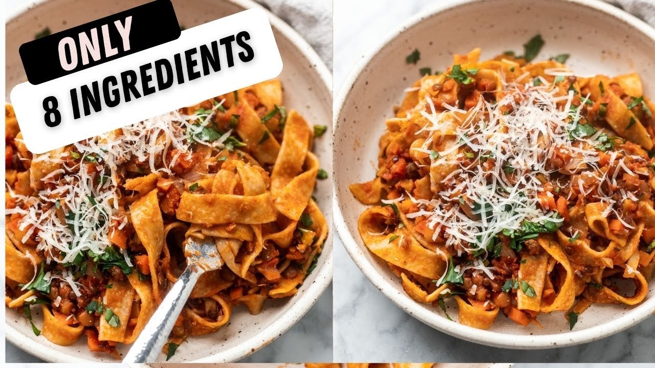 8 Ingredient PANTRY Easy Lentil Bolognese - Simple & Vegan
