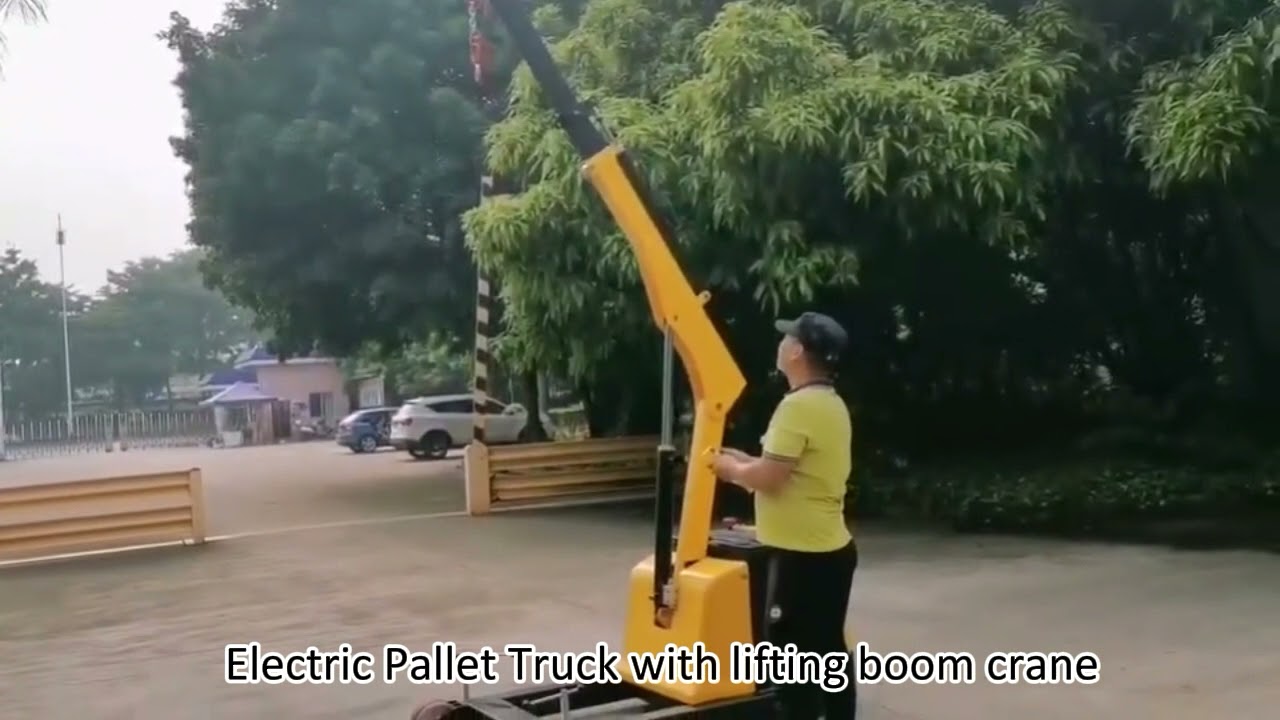 Electric Pallet Truck with Lifting Boom Crane