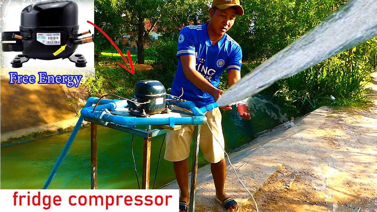 Old - turn fridge compressor into a water pump speed 280m3 / hour Vs Free Energy Water Pump 24H/Day