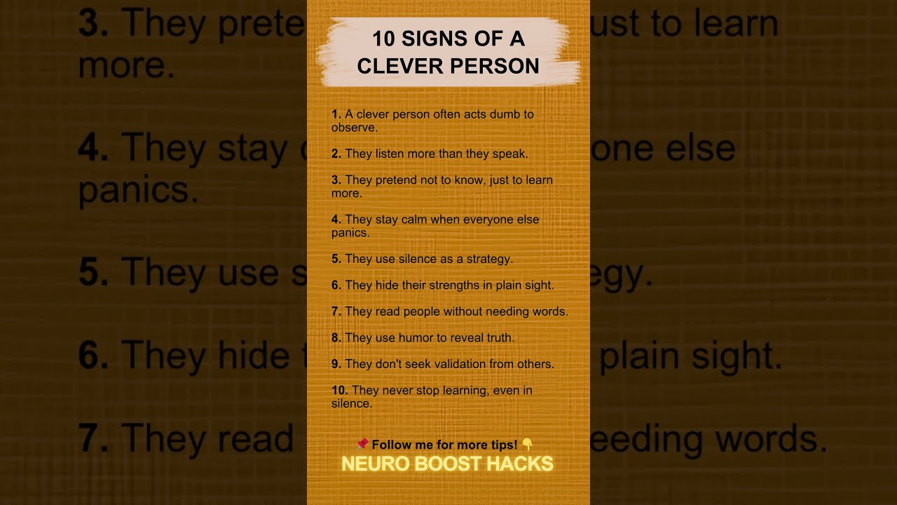 10 SIGNS OF A CLEVER PERSON