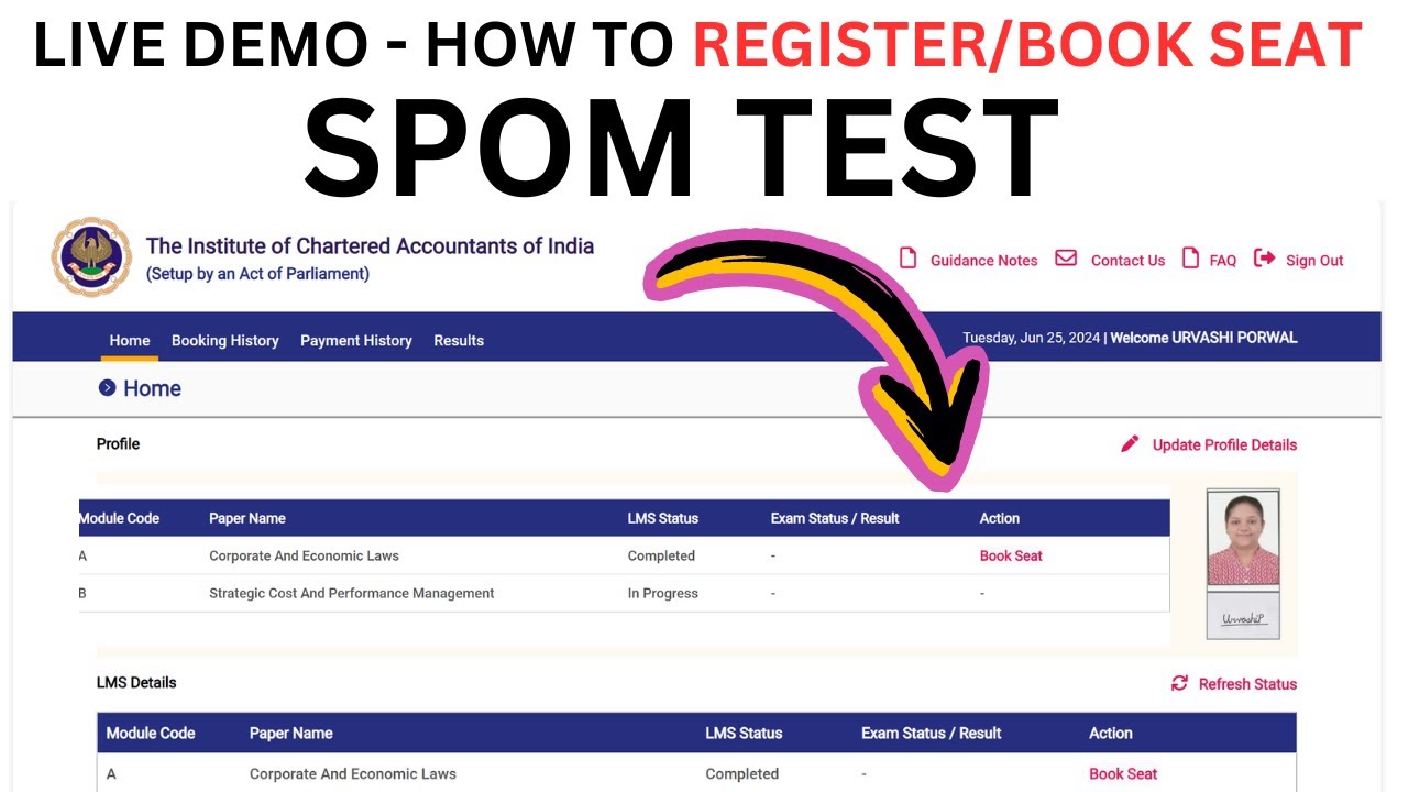 live Demo: How to Register ICAI SPOM Test | How to Book Seat SPOM Test | ICAI SPOM Test Registration